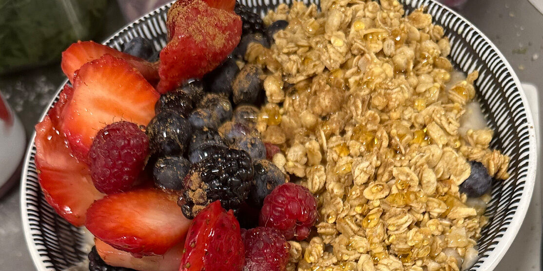 Healthy Granola Bowl made famous by ERA Cafe, offering healthy breakfast choices in Rib Mountain and Arbor Vitae Wisconsin